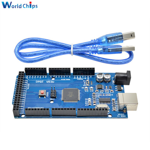 MEGA2560 Mega 2560 R3 REV3 ATmega2560-16AU CH340G Board Module ON USB Cable Compatible for AVR USB Board USB Line ► Photo 1/6