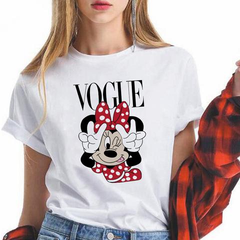 New Minnie Mouse T Shirt Women Kawaii Top Cartoon Graphic Tees Funny Harajuku Disney T-shirt Unisex Fashion Tshirt Female ► Photo 1/6