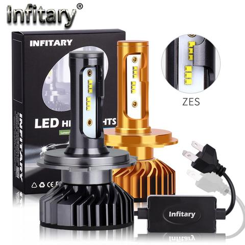 Infitary 2Pcs Canbus Car Led H7 H4 Headlight Bulb 16000Lm 6500K ZES Chips H1 H3 H11 H13 H27 9005 HB3 9006 HB4 9007 Auto Fog Lamp ► Photo 1/6