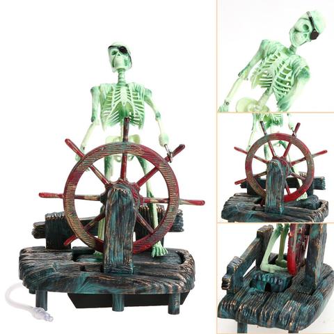 Pirate Captain Aquarium Decorations Landscape Skeleton on Wheel Action Figure Fish Tank Ornament Aquarium Decoration ► Photo 1/6