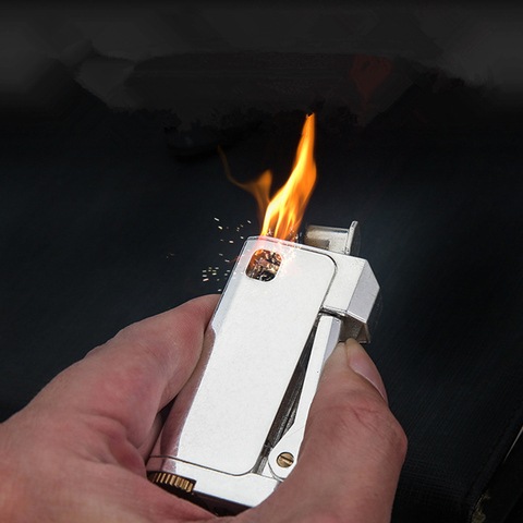 Trenches Pure Copper Kerosene Lighter Flint Lighter Classic Retro Grinding wheel Oil Petrol Windproof Inflated Gasoline Lighter ► Photo 1/5