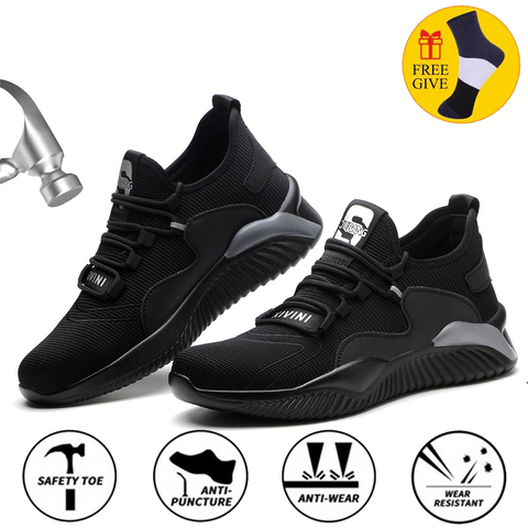 Summer Indestructible Work Shoes With Men Steel Toe Cap Safety Boots Puncture-Proof Work Sneakers Breathable Causal Safety Shoes ► Photo 1/6