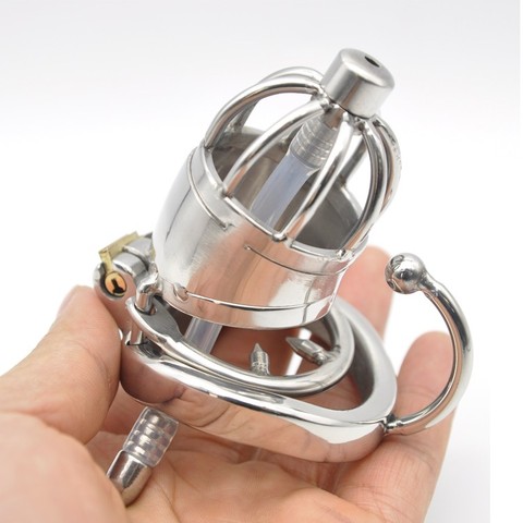 Stainless Steel Male Chastity Small Cage with Base Arc Ring Devices C277 ► Photo 1/6