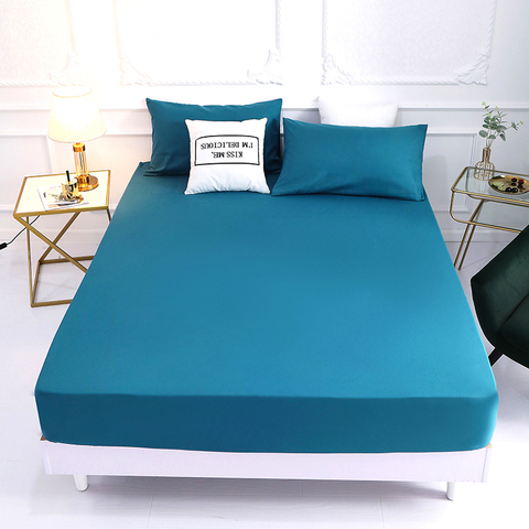 1pcs 100% polyester solid bed mattress set with four corners and elastic band sheets hot sale(pillowcases need order) ► Photo 1/6