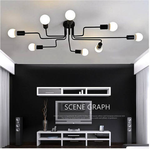 Multiple Rod Wrought Iron Chandelier for Living Room Vintage Lights Industrial Loft Nordic Home Lighting Fixtures ► Photo 1/6