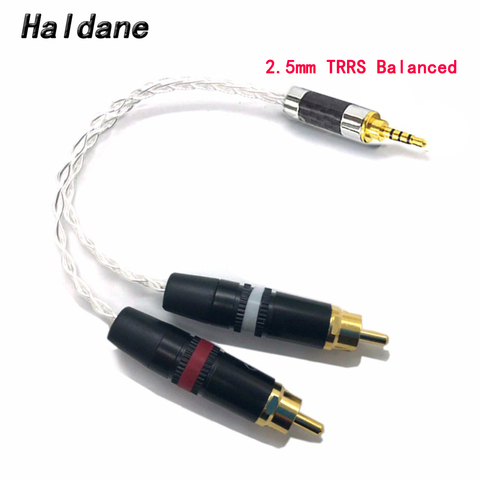 Haldane HIFI 2.5mm TRRS/4.4mm Balanced Male 3.5mm Jack to RCA Plug Aux Cable 8x 1.0mm Silver Wire Headphone Amp ► Photo 1/6