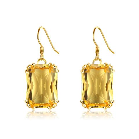 18K Gold Color Genuine Citrine Drop Earrings 925 Sterling Silver Earrings for Women Korean Earings Fashion Jewelry 2022 ► Photo 1/6