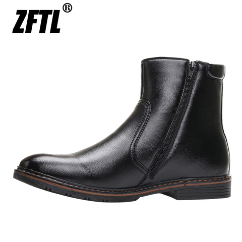 ZFTL Men's Ankle snow boots Man Chelsea boots slip on Russia winter warmly large size black Male plus fur Ankle casual boots ► Photo 1/6