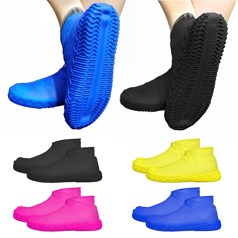 1 Pair Unisex Reusable Anti-Slip Silicone Waterproof Overshoes Covers Rain Shoes 