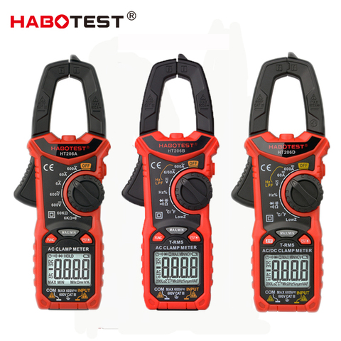 Digital Clamp Meter Multimeter Pro AC DC Current Pliers NCV True RMS Capacitance Battery Tester 6000 Counts HT206 Series ► Photo 1/6