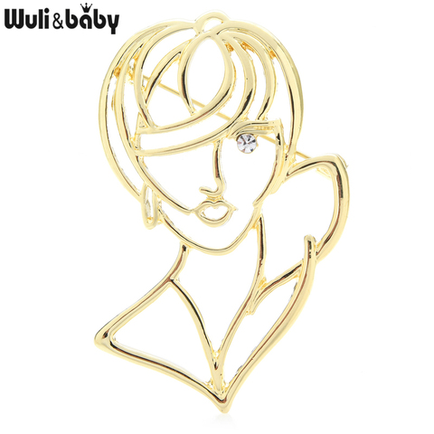 Wuli&baby Beauty Lady Brooches Women 3-color Girl Figure Office Casual Brooch Pins Gifts ► Photo 1/6