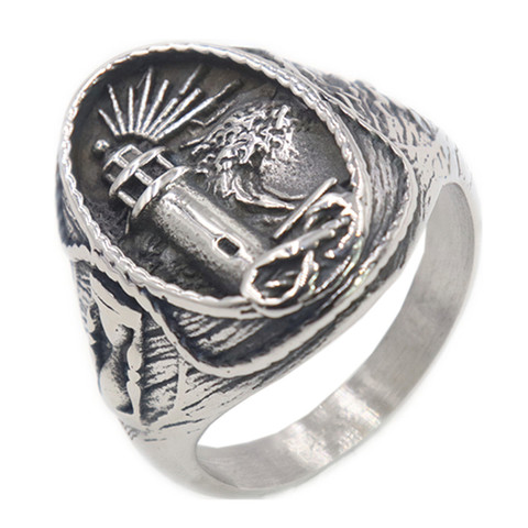 Stainless Steel Viking Lighthouse Men's Titanium Steel Ring ► Photo 1/4