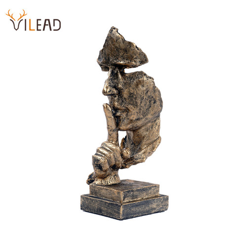 VILEAD 27cm Resin Silence is Golden Mask Statue Abstract Ornaments Statuettes Sculpture Craft for Office Vintage Home Decoration ► Photo 1/6