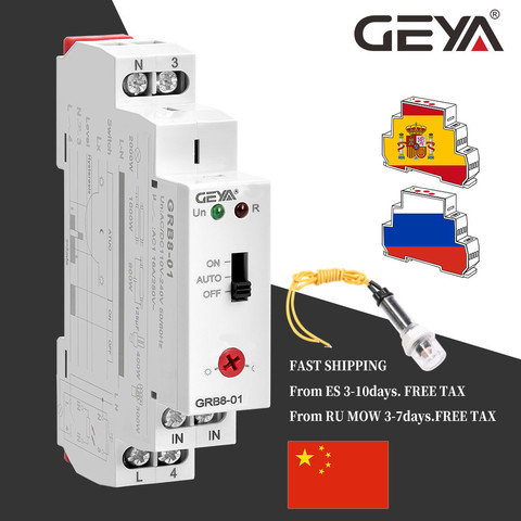 GEYA GRB8-01 Din rail Twilight Switch Photoelectric Timer Light Sensor Relay AC110V-240V Auto ON OFF ► Photo 1/6