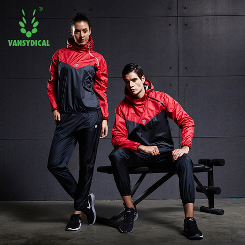 VANSYDICAL Sauna Suit Mens Womens Gym Clothing Set Hoodies Pullover Sportswear Running Fitness Weight Loss Sweating Sports Suit ► Photo 1/6