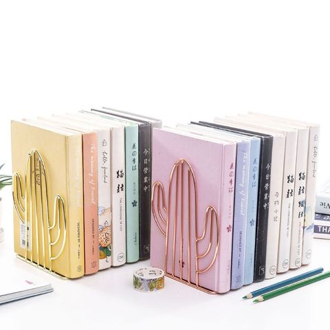 2PCS/Pair Creative Cactus Shaped Metal Bookends Book Support Stand Desk Organizer Storage Holder Shelf ► Photo 1/6