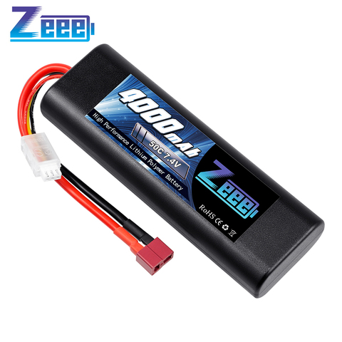 Zeee 7.4V 50C 4000mAh Lipo Battery with Deans Plug Hardcase 2S Lipo Battery for RC Car Truck Helicopter Airplane ► Photo 1/6