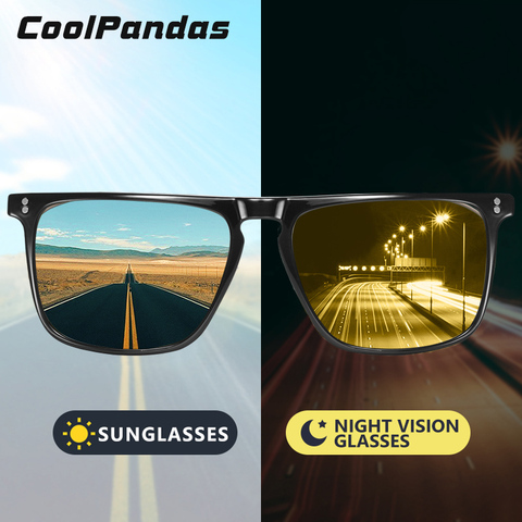 Square Retro Rivet Photochromic Sunglasses Men Polarized Women Sports Sun Glasses Day Night Vision Driving gafas de sol hombre ► Photo 1/6