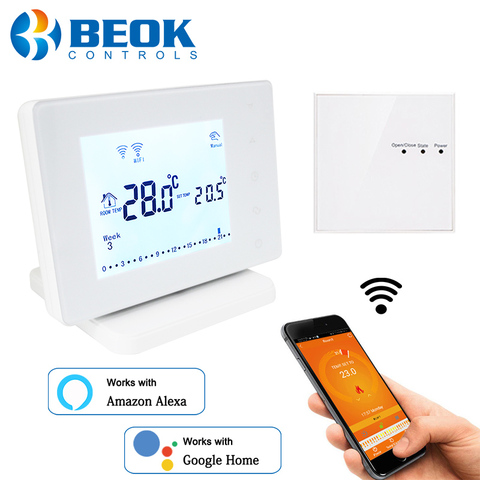 Beok Wireless Wifi Smart Thermostat for Gas Boiler Actuator Room Temperature Controller Works with Google Home Alexa USB Powered ► Photo 1/6