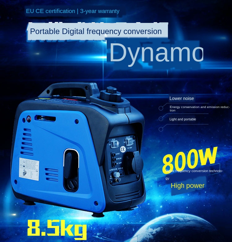 Electric Car Extended Range 800w1000w Digital Frequency Petrol Generator 1kw Portable 220v Four-stroke Copper ► Photo 1/1