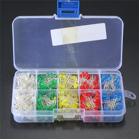 500Pcs/lot 3mm LED Diode Kit Ultra Bright LEDs Lights Lamp Emitting Diodes White Yellow Red Blue Green DIY Kit Set Bulb Lamp ► Photo 1/6