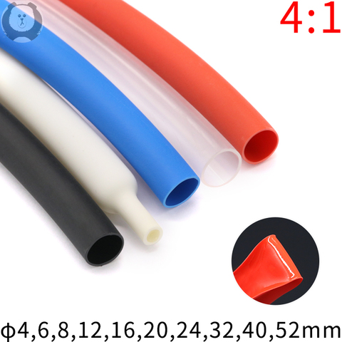 1M ID 4 6 8 12 16 20 24 32 40 52 mm Heat Shrink Tube with Glue Adhesive Lined 4:1 Dual Wall Tubing Sleeve Wrap Wire Cable kit ► Photo 1/5