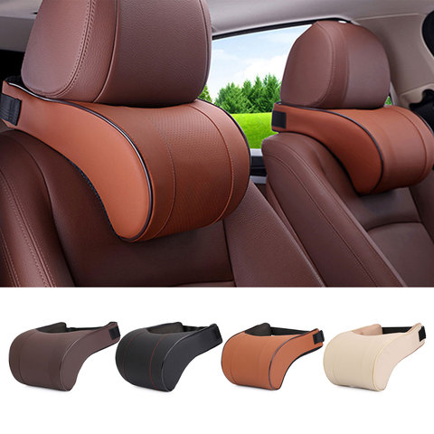 Memory Foam Adjustment Car Headrest Pillow PU Leather Auto Neck Rest Lumbar Pillows Travel Car Seat Headrest Cushion ► Photo 1/6