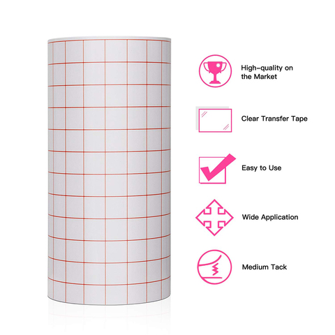 Adhesive Vinyl Transfer Paper Tape Roll Transparent w/Red Alignment Grid Mid Tack Craft Decals Sheet/Roll DIY 30*20cm/100cm ► Photo 1/6