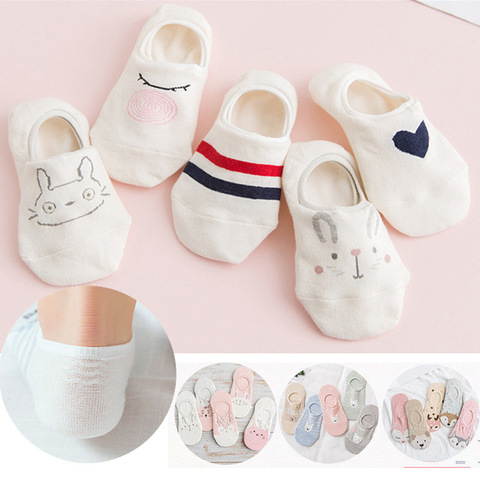 5Pairs Arrivl Women Socks Funny Fruits Cute Happy Silicone Slip Invisible Cotton Sock 35-40 Printed Socking Christmas Gift ► Photo 1/6