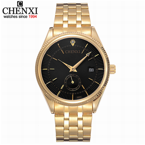 CHENXI Gold Watch Men Watches Top Brand Luxury Famous Wristwatch Male Clock Golden Quartz Wrist Watch Calendar Relogio Masculino ► Photo 1/6