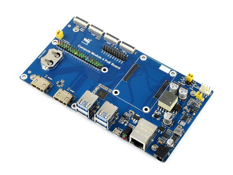 Raspberry Pi Compute Module 4 IO Board With PoE Feature, For All Variants Of CM4, Gigabit Ethernet RJ45 with PoE support ► Photo 1/6