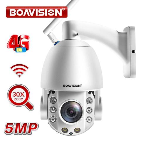 Outdoor IP Camera 5MP 4g Sim card WIFI AI Auto Tracking 30X Zoom Wireless PTZ Speed Dome CCTV Camera Two Way Audio IR 80m Camhi ► Photo 1/6