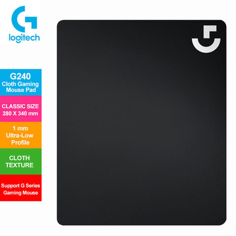 Original Logitech Cloth Gaming Mouse Pad G240 with Moderate Surface for Gaming Using Low-DPI Setting Rubber MousePad ► Photo 1/6