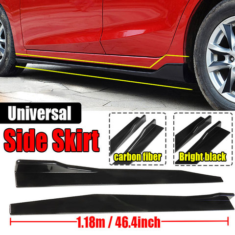 2Pcs Universal 1.18m / 46.4inch Side Skirts Spoiler Carbon Fiber Bright Black For BWM Benz Toyota Bumper Winglet Splitters Lip ► Photo 1/6