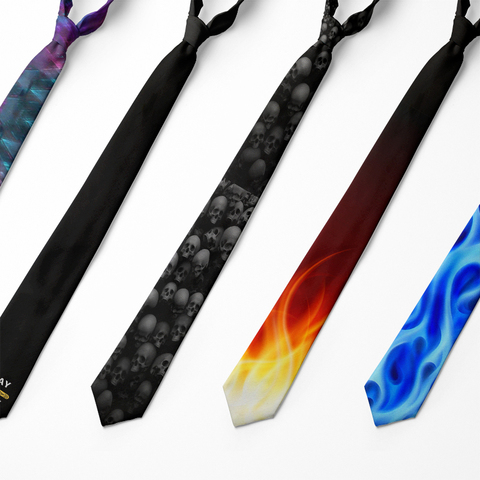 New Design Fashion Ties Men's Tie 8cm Blue Black Flame Necktie Printing Tie For Men Causal Fashion Party Wedding Accessories ► Photo 1/6