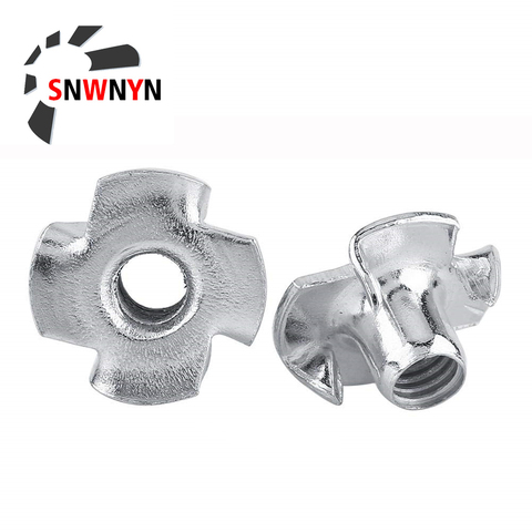 M3 M4 M5 M6 M8 M10 M12 Zinc Plated Four Claws Nut Speaker T-Nut Blind Pronged Insert Tee Nut Furniture Hardware 5/10/20/50PCS ► Photo 1/6