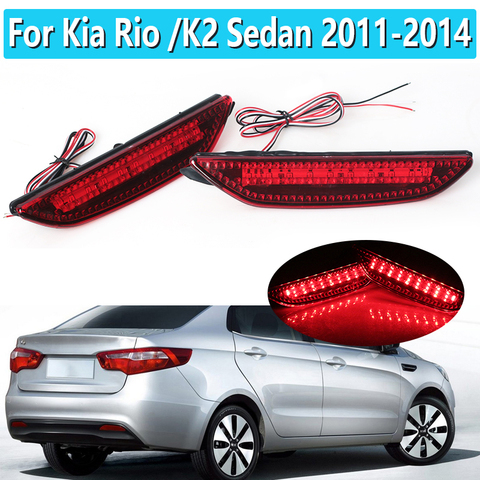 1 Pair Led Rear Bumper Reflector Car Tail Light Fog Lamp For Kia Rio K2 Sedan 2011 2012 2013 2014 ► Photo 1/6