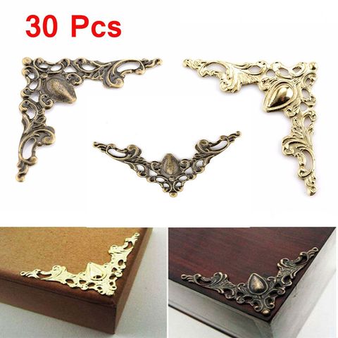 30PCS Corner Brackets Metal Angle 40mm Gold Bronze Notebook Cover for Menus Photo Frame Furniture Decorative Protector ► Photo 1/6
