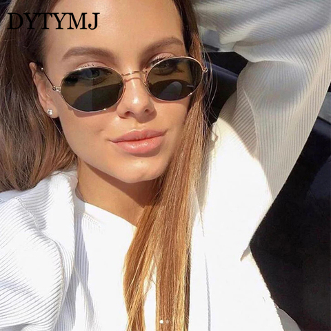DYTYMJ Retro Alloy Sunglasses Women Metal Round Sunglasses Women Vintage Oval Sun Glasses for Men Luxury Designer Gafas De Sol ► Photo 1/6