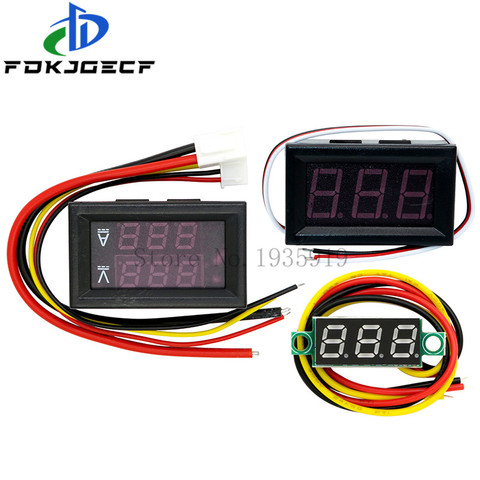 DC 0- 100V Mini Digital Voltmeter 10A Panel Amp Volt Voltage Current Meter Tester Detector LED Display Auto Car Red Blue Green ► Photo 1/6