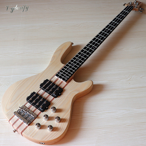 4 string neck through active electric bass guitar 43 inch ashwood body natural color bass guitar with Canada maple neck ► Photo 1/6