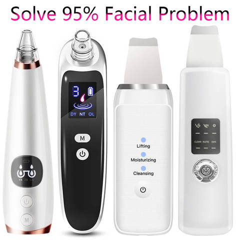 Blackhead Acne Remover Vacuum Suction Cleaner Pore Nose Lift Extractor Facial Wrinkle spots Spatula Ultrasonic Skin Scrubber Set ► Photo 1/6