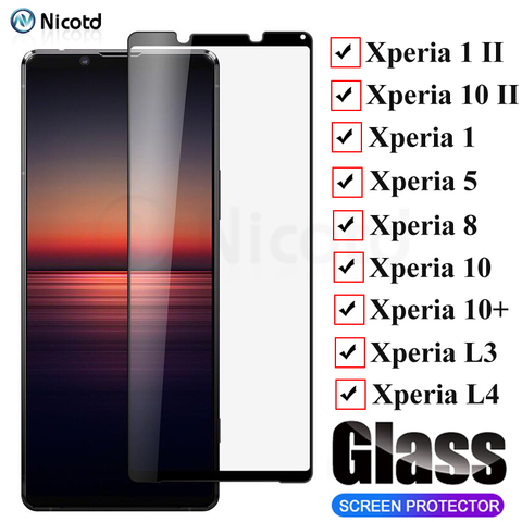 For Sony Xperia 1 II 10 II Full Cover Tempered Glass On For Sony Xperia 10 Plus 10 8 5 1 L3 L4 Full Glued Protective Glass Case ► Photo 1/6