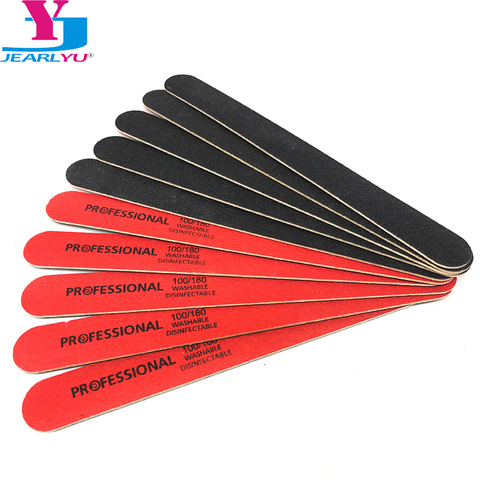 High Quality 10 pcs/Lot Nail File Buffer Block Wooded Nail Sanding Files 100/180 Double Side Red & Black Lima Unhas Nail Tools ► Photo 1/6