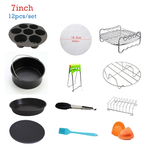 7 Inch OR 8 Inch Air Fryer Accessories Set - 12 Pcs