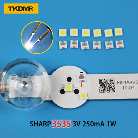 TKDMR 30pcs SHARP High Power LED LED Backlight 2W 3535 3V 6V Cool white 135LM TV Application free shipping ► Photo 1/6