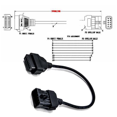 OBDII Extension Cable For Opel 10Pin to OBD2 16Pin Female Diagnostic Connector Cable OBD OBD II for Opel 10 Pin ► Photo 1/6