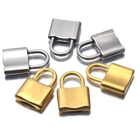 5pcs/lot 2022 Never Fade Handmade Stainless Steel Square Lock Pendant Padlock charms Top quality diy Necklace Jewelry Making ► Photo 1/6