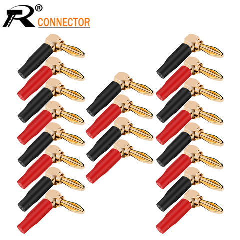 20PCS Soft Plastic Right Angle Banana Plug Audio Speaker Screw Banana Gold Plated Bend 90 Degree Banana Connector 6mm Wire Hole ► Photo 1/6