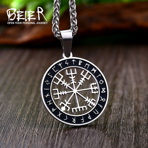 Beier 316L stainless steel Nordic Viking Symbol Wolf Men's Pendant Necklace Vintage Amulet High Quality Jewelry ZP002 ► Photo 1/6